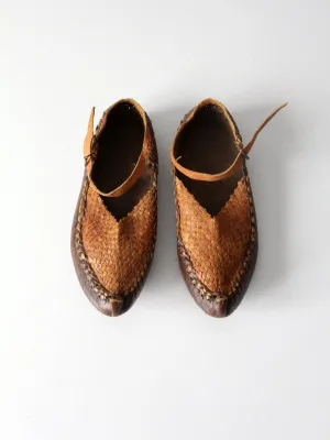 vintage Turkish woven leather shoes, size 8 women