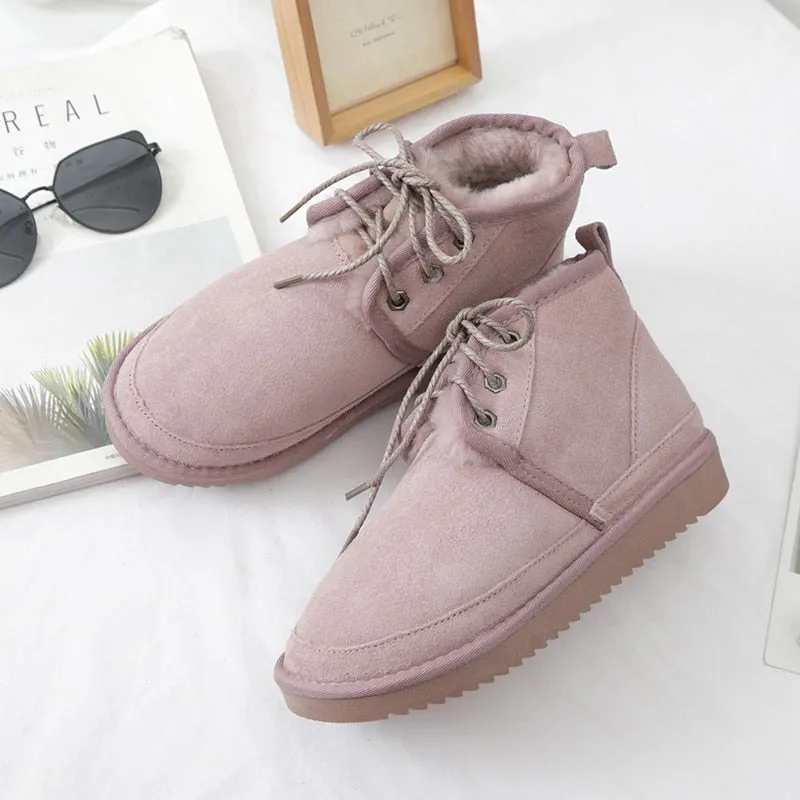 Warm wool ladies winter ankle boots